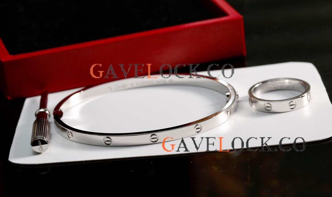 Gift sets - Best Quality Cartier Thin Bangle and Ring - Silver